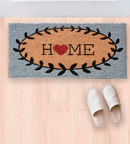 Tapete Bem Vindo Fibra de Coco Antiderrapante Home Coração