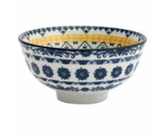 Bowl Decorativo em Cerâmica Azul e Amarelo P