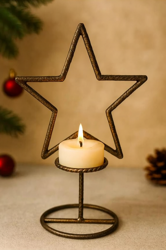 Porta Velas Estrela em Ferro Natal