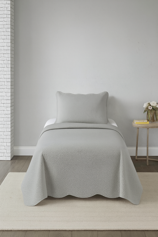 Jogo de Colcha Solteiro 1,60x2,30m Milão Cinza