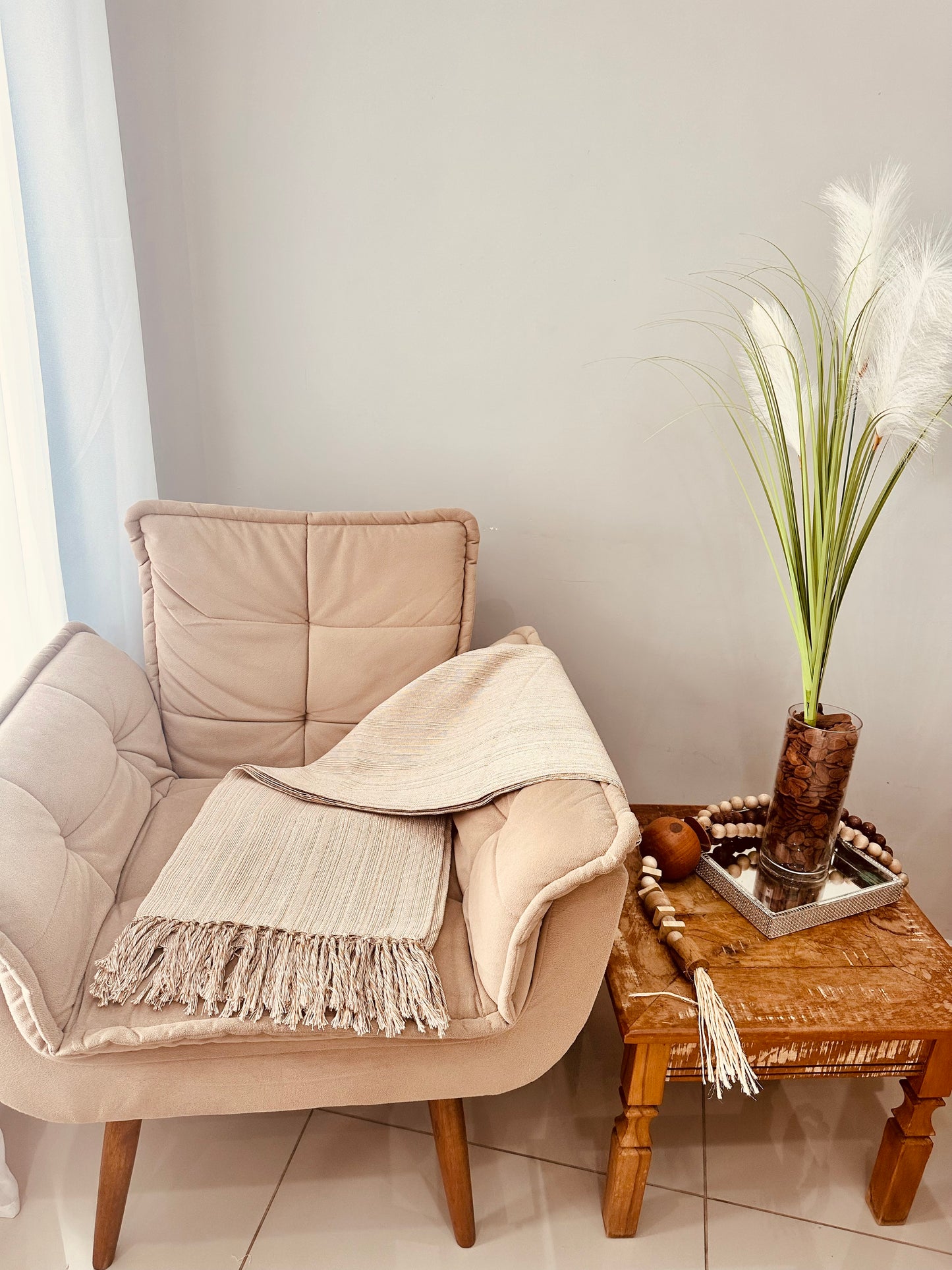 Manta para Sofá Básica Gigante Casal Bege Mesclada 1,80x2,20m