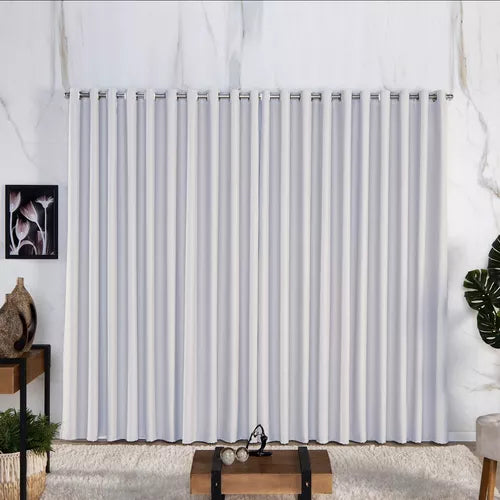 Cortina Blackout com Argolas Cromadas Branco 2,20x2,80m