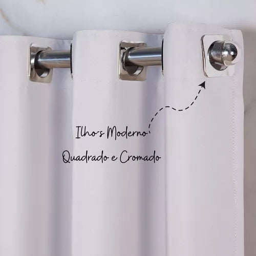 Cortina Blackout com Argolas Cromadas Branco 2,20x2,80m