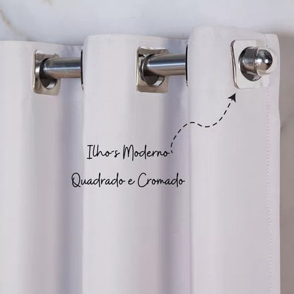 Cortina Blackout com Argolas Cromadas Branco 2,20x2,80m