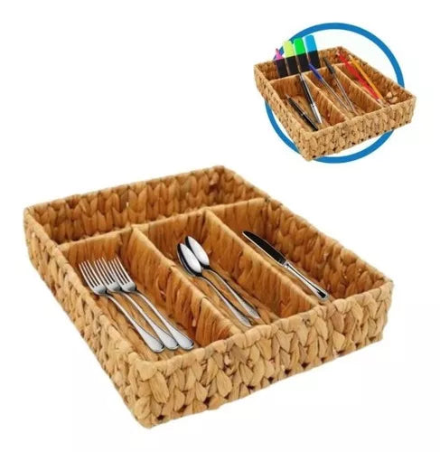 Porta Talher Retangular Fibra Natural Palha