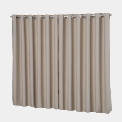 Cortina Blackout com Argolas Cromadas Bege 2,60x2,80m