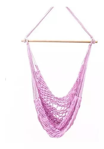 Rede Cadeira Balanço Teto Trançada - Rosa