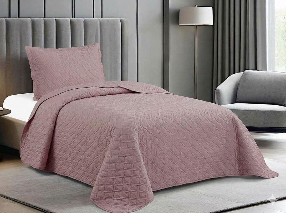 Jogo de Colcha Solteiro 1,60x2,30m Elos Rosa