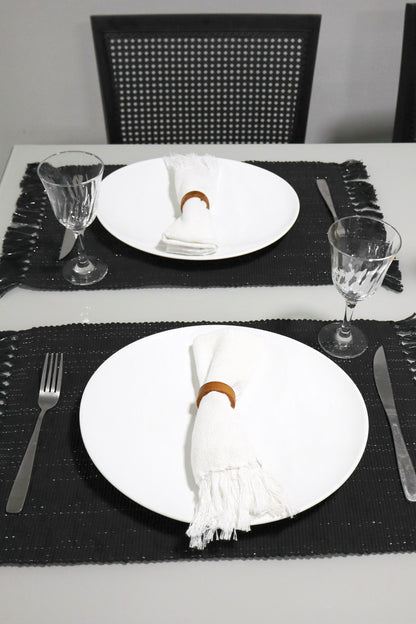 Par Jogo Americano Linha com Fio Lurex Preto