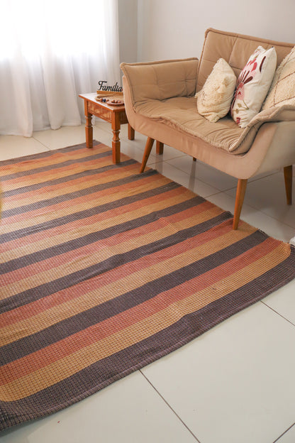 Tapete em Linha Listrado Terracota, Marrom e Café com Leite 2,00x3,00m