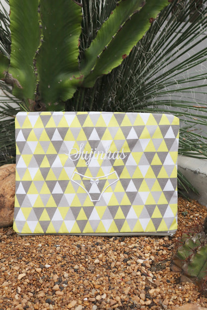 Necessaire Porta Calcinha Limpinha Sujinha G Amarelo e Cinza