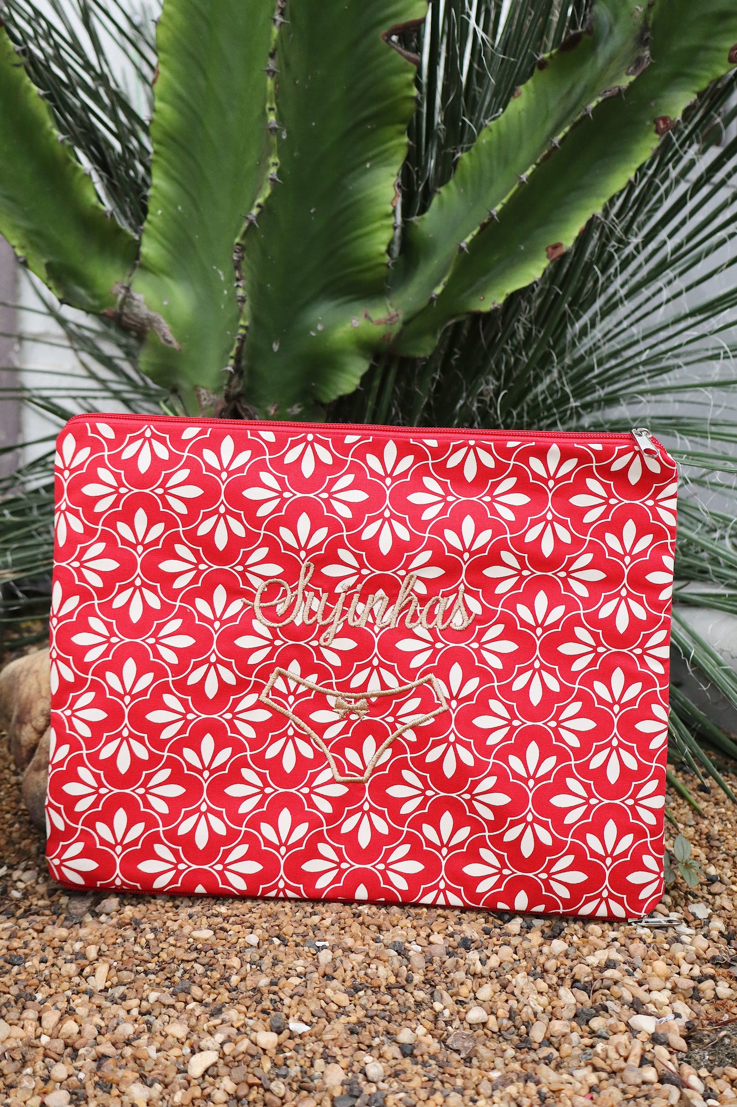 Necessaire Porta Calcinha Limpinha Sujinha G Abstrato Vermelho