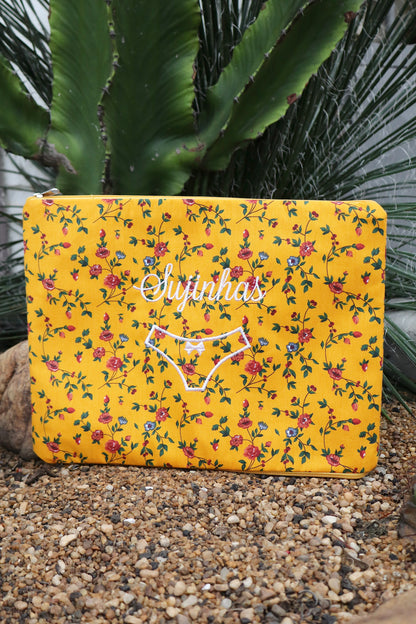 Necessaire Porta Calcinha Limpinha Sujinha G Florzinhas Amarelo
