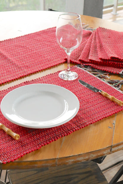 Jogo Americano Malha 7 Peças Vermelho