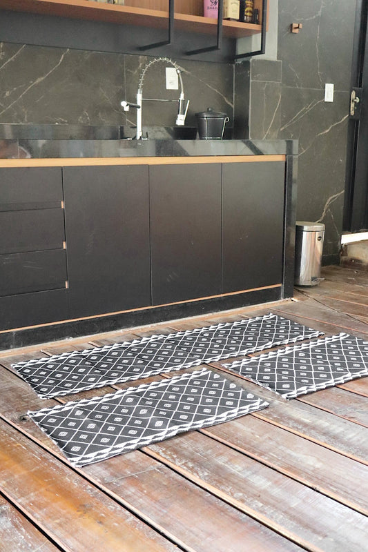 Jogo de Passadeira Emborrachado Casablanca Preto