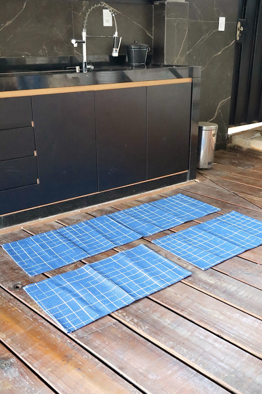 Jogo de Passadeira Emborrachado Napoli Azul