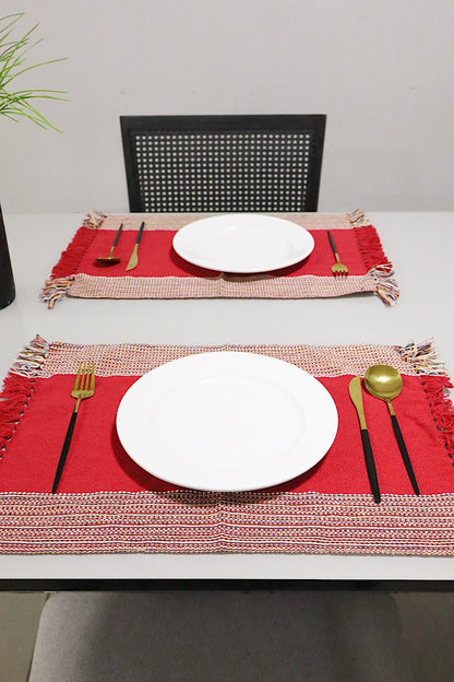 Par Jogo Americano Linha Vermelho com Listras