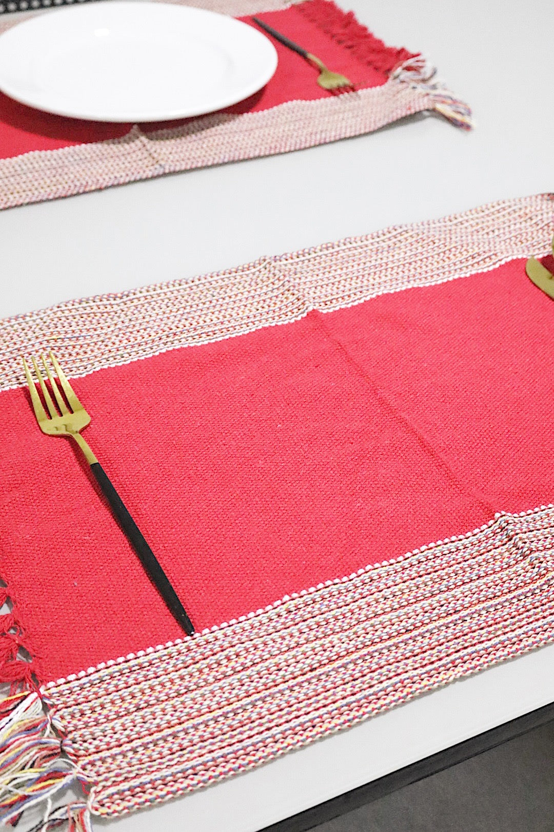 Par Jogo Americano Linha Vermelho com Listras