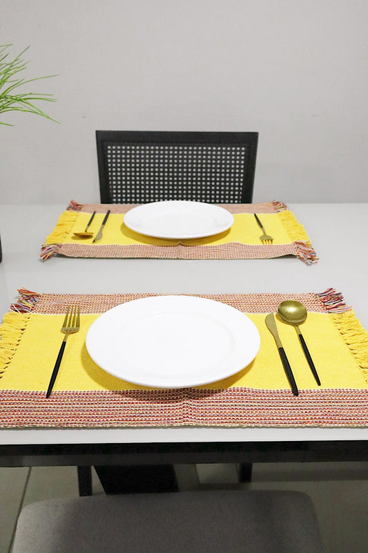 Par Jogo Americano Linha Amarelo Listras