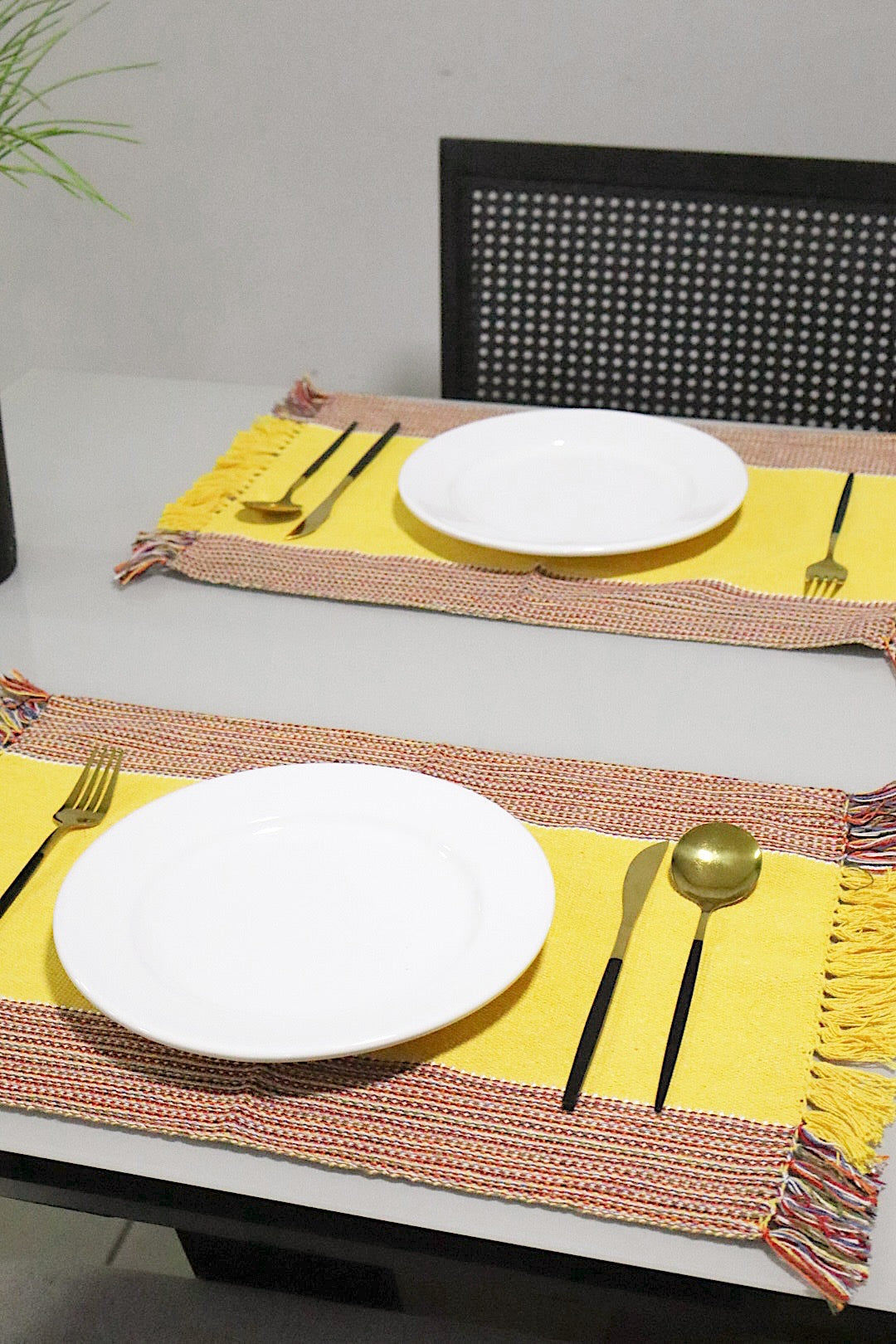 Par Jogo Americano Linha Amarelo Listras