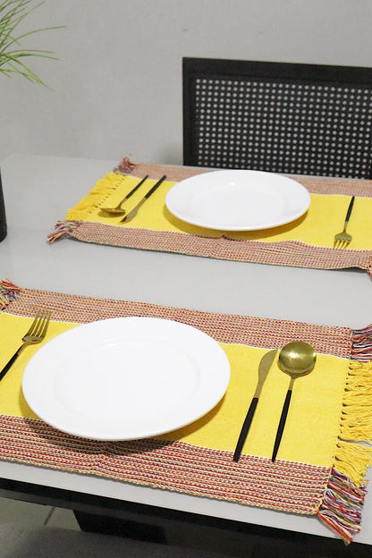 Par Jogo Americano Linha Amarelo Listras