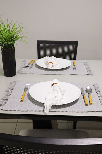 Par Lugar Americano Linha com Fio Lurex Cinza