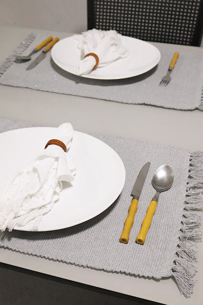 Par Lugar Americano Linha com Fio Lurex Cinza