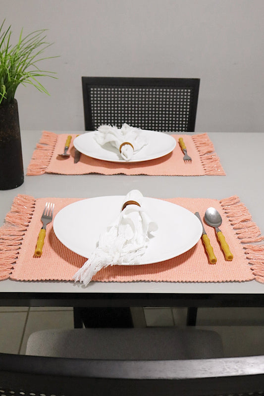 Par Lugar Americano Linha com Fio Lurex Salmão