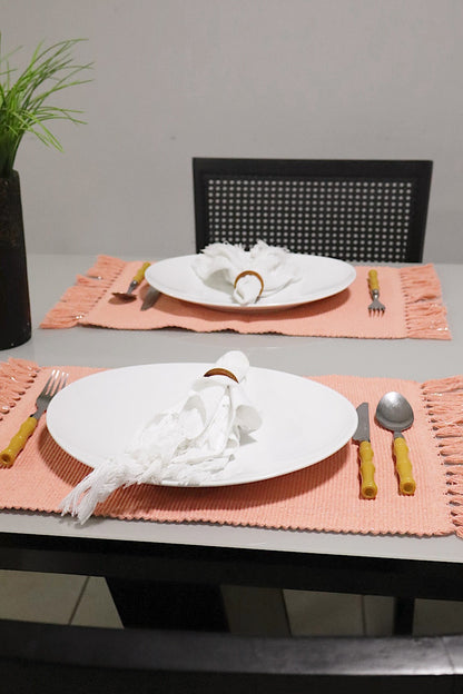 Par Lugar Americano Linha com Fio Lurex Salmão