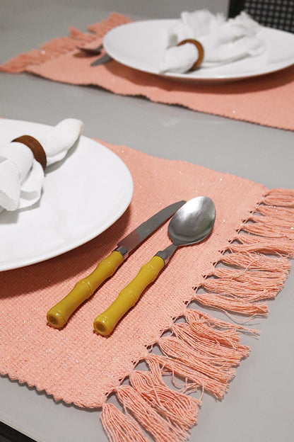 Par Lugar Americano Linha com Fio Lurex Salmão