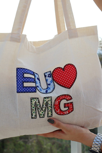 Bolsa de Ombro Algodão Eu Amo MG