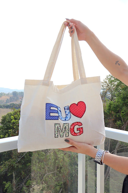 Bolsa de Ombro Algodão Eu Amo MG