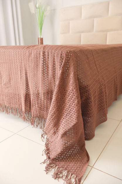 Colcha para Cama Casal em Renda Marrom 2,30x2,90m