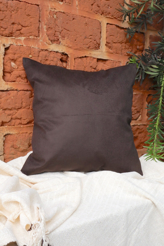 Capa de Almofada Suede Lisa Marrom Café 45x45