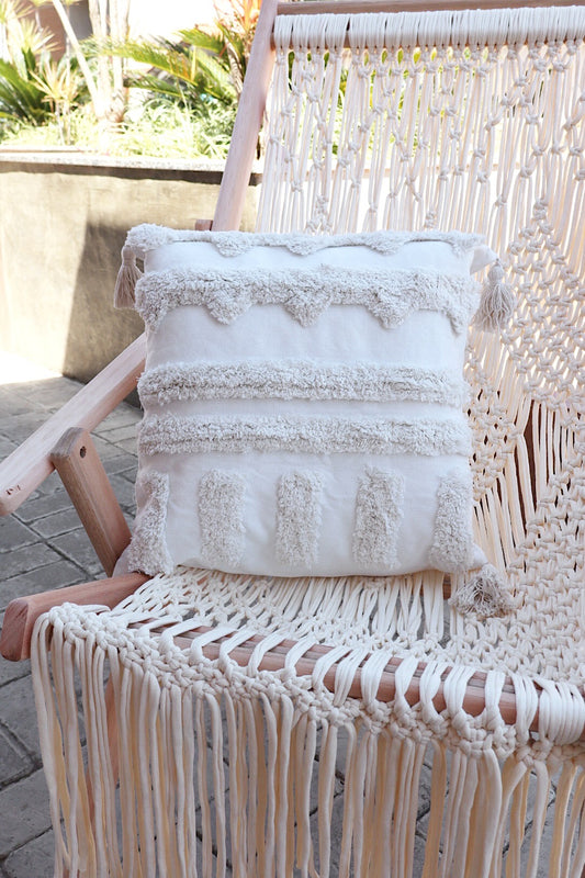 Capa de Almofada Bordada em Linho Tufada Boho 45x45 EST10