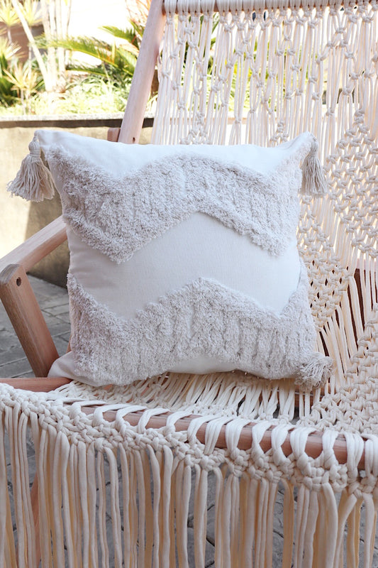 Capa de Almofada Bordada em Linho Tufada Boho 45x45 EST09