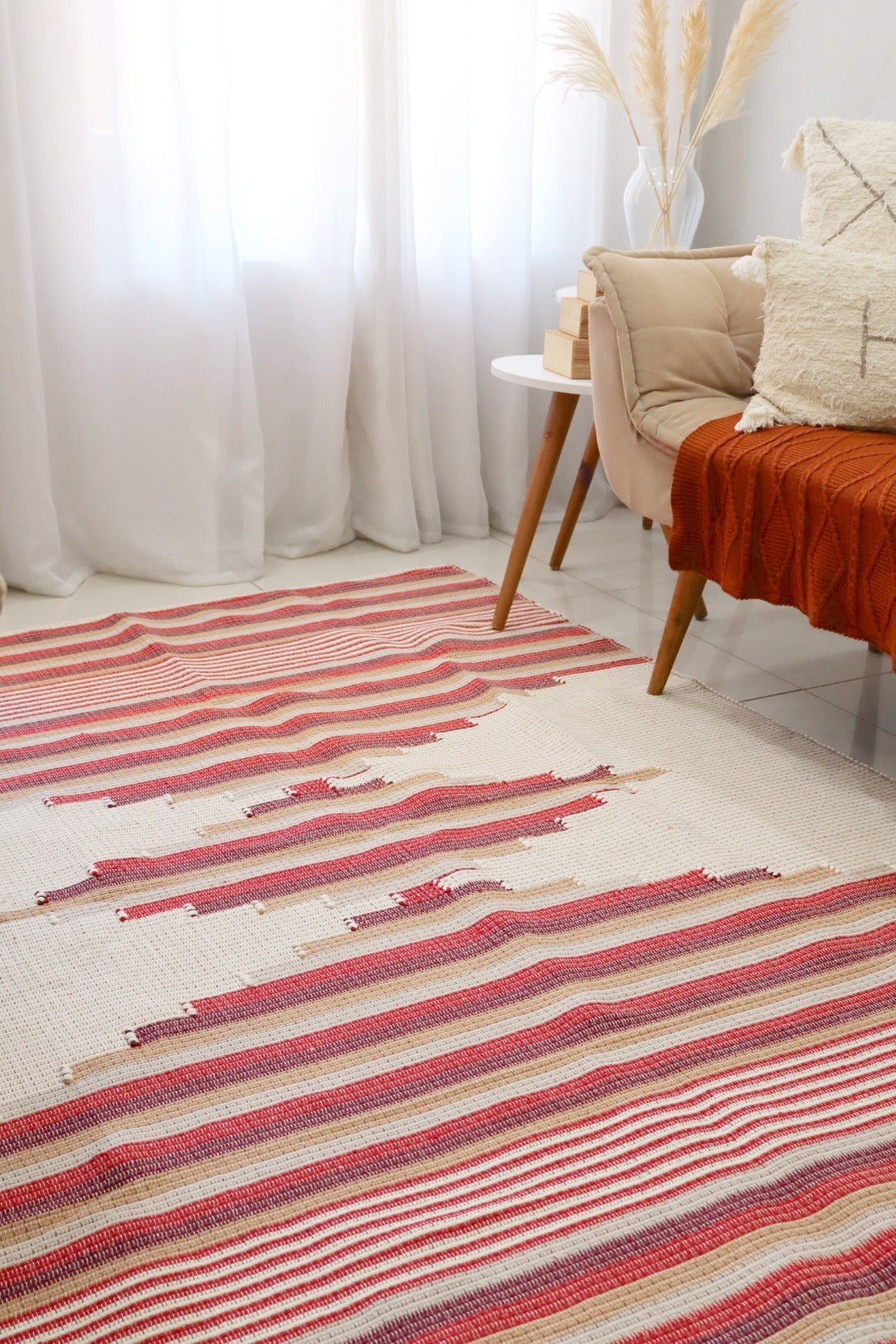 Tapete Linha Bico Trabalhado Vermelho 1,50x2,00m