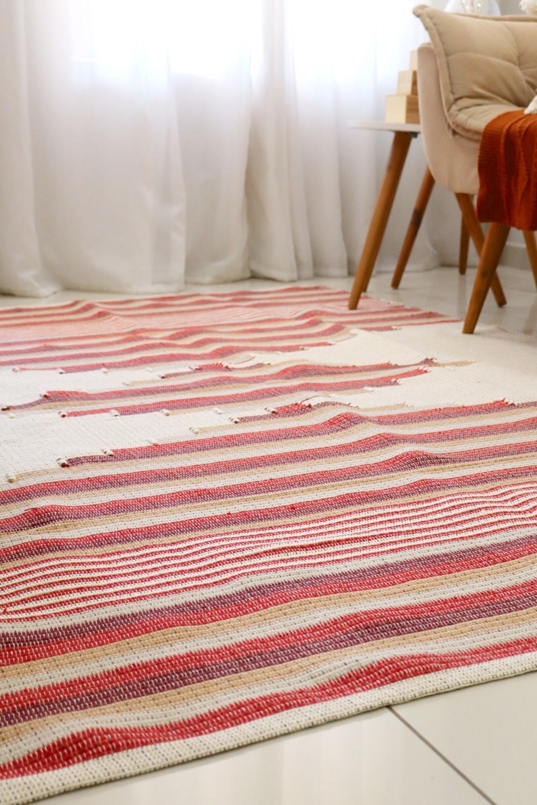 Tapete Linha Bico Trabalhado Vermelho 1,50x2,00m