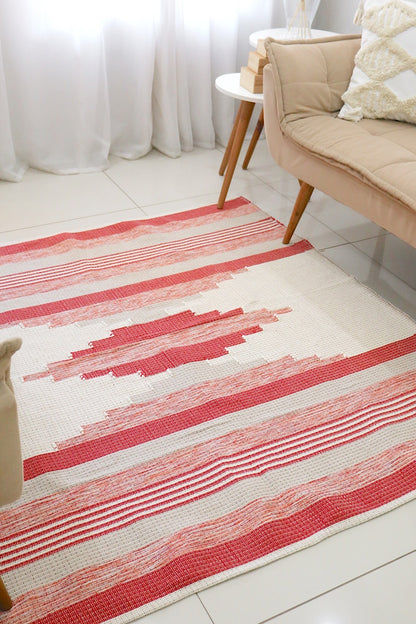 Tapete de Bico Linha Trabalhado Vermelho 1,50x1,50m