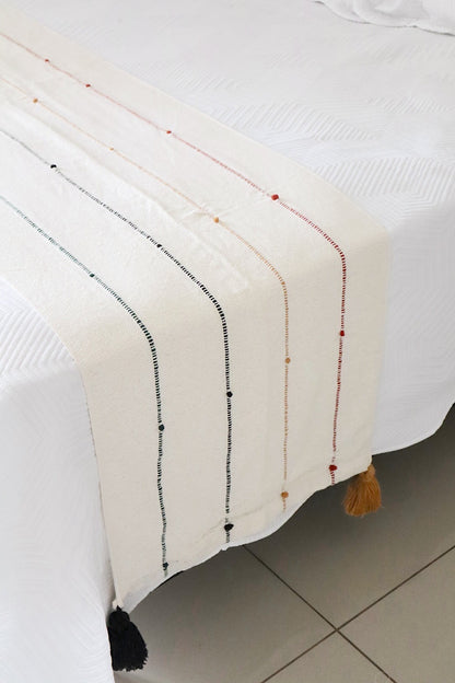 Peseira de Algodão com Pompom Colorida Boho 0,50x2,30m