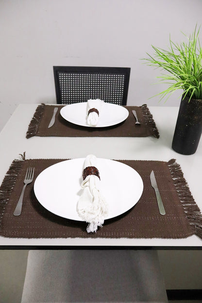 Par Lugar Americano Linha com Fio Lurex Marrom