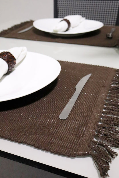 Par Lugar Americano Linha com Fio Lurex Marrom