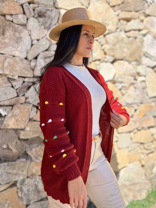 Blusa Tricot Cardigan Terracota