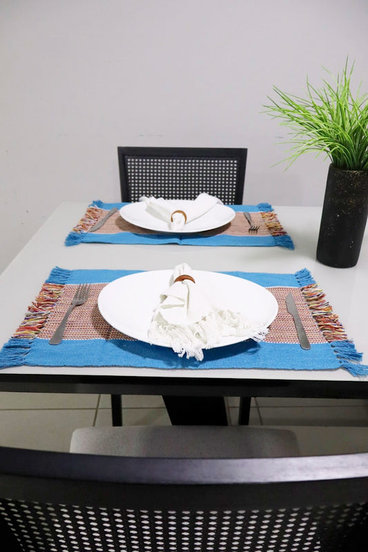 Par Jogo Americano Linha Azul com Listras Centrais