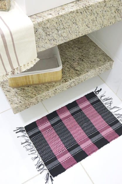 Kit 2 Peças de Lavabo Comum Xadrez Preto e Rosa