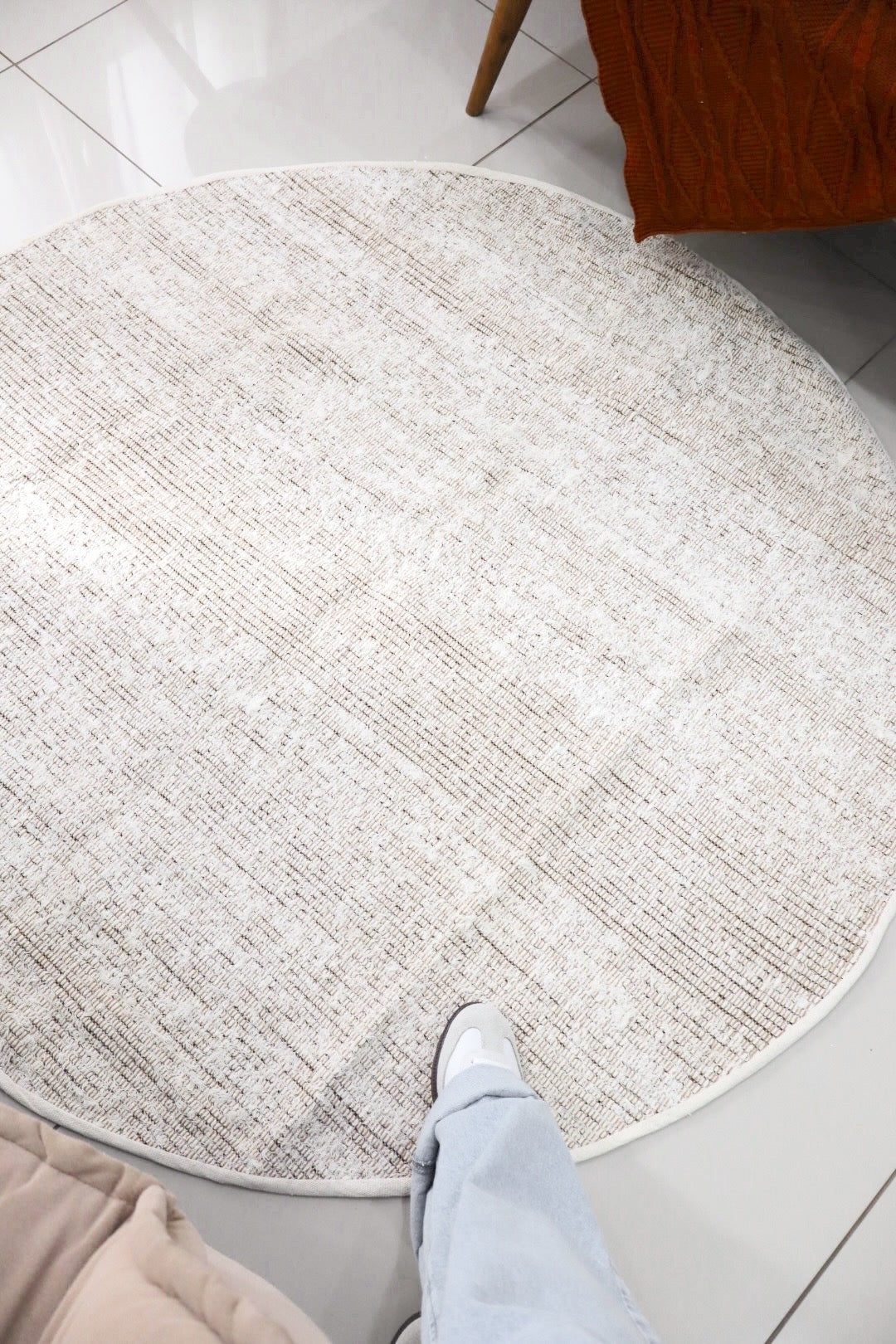 Tapete Algodão Redondo Dupla Face Cru/ Preto 2,0m