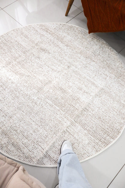 Tapete Algodão Redondo Dupla Face Cru/ Preto 2,0m