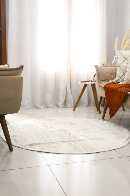 Tapete Algodão Redondo Dupla Face Preto/ Cru 1,5m