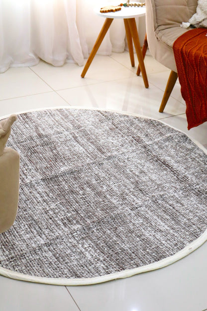 Tapete Algodão Redondo Dupla Face Cru/ Preto 2,0m