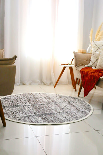 Tapete Algodão Redondo Dupla Face Cru/ Preto 2,0m